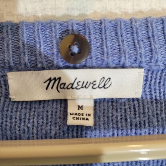 Madewell Sweater Womens Medium Blue Knit Pullover Crew Neck Casual EUC - Picture 7 of 8